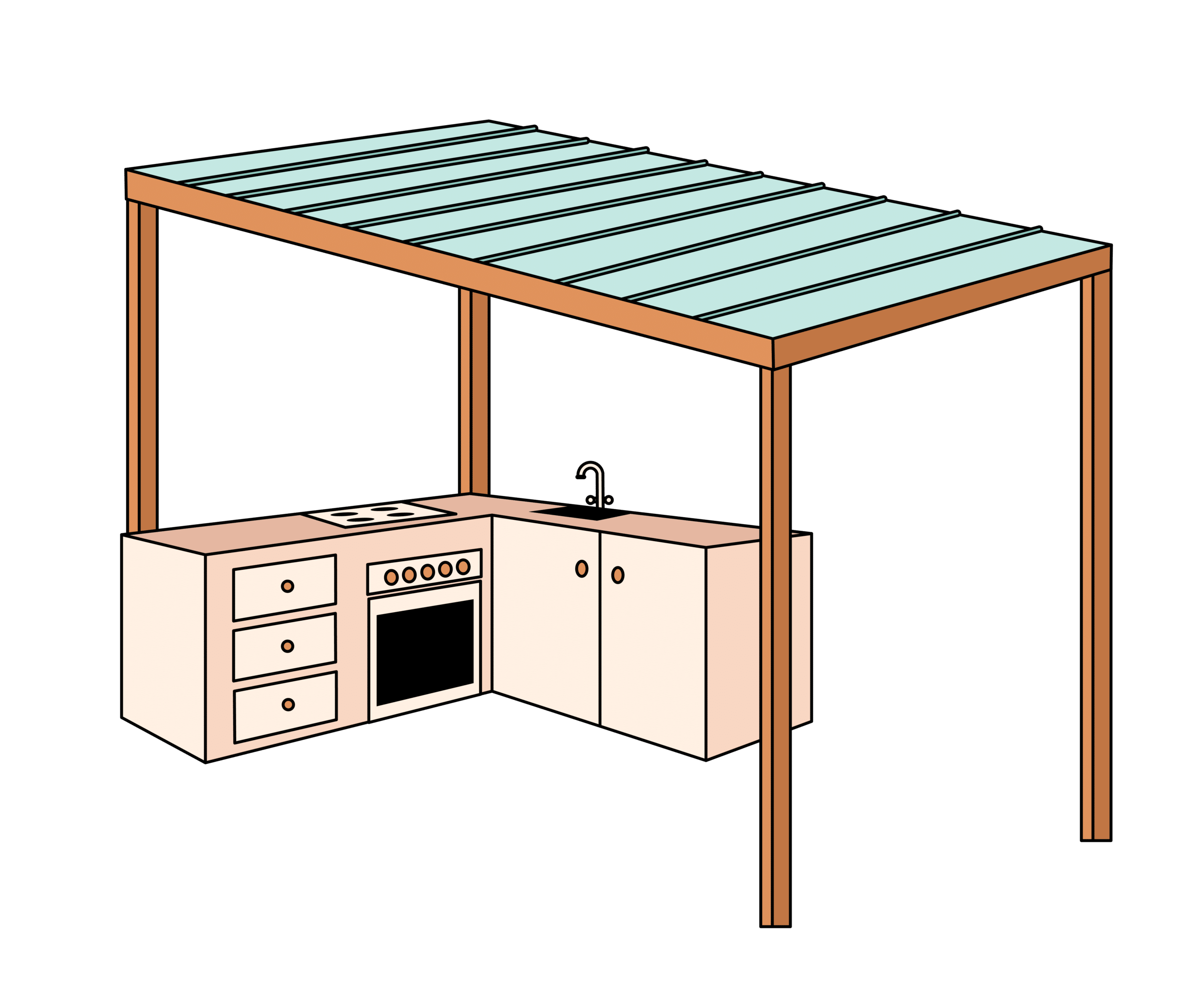 Aluminum roof for outdoor kitchen