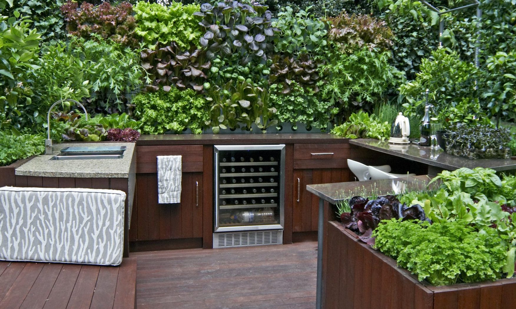 wood cabinets outdoor kitchen